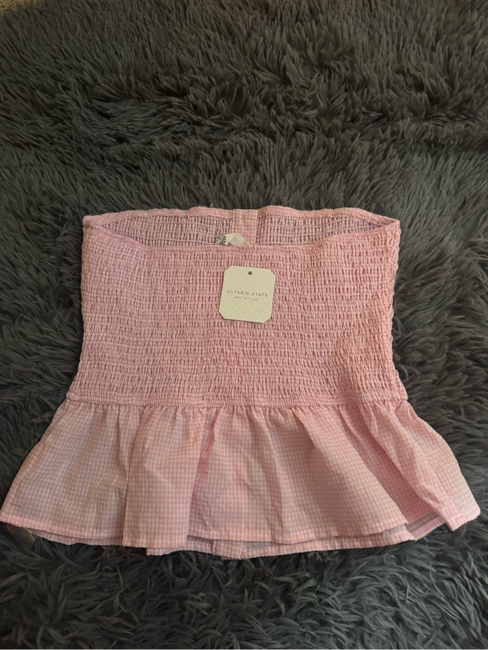 Altar'd State Pink Smocked Peplum Tank Top - Picture 2 of 3